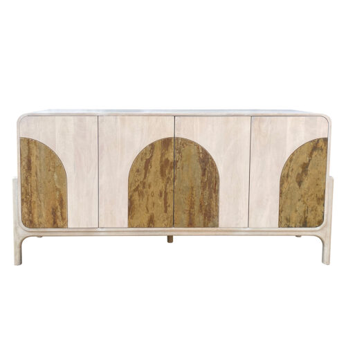 APARADOR MADERA MANGO C/PIEDRAA C/4 PUERTAS