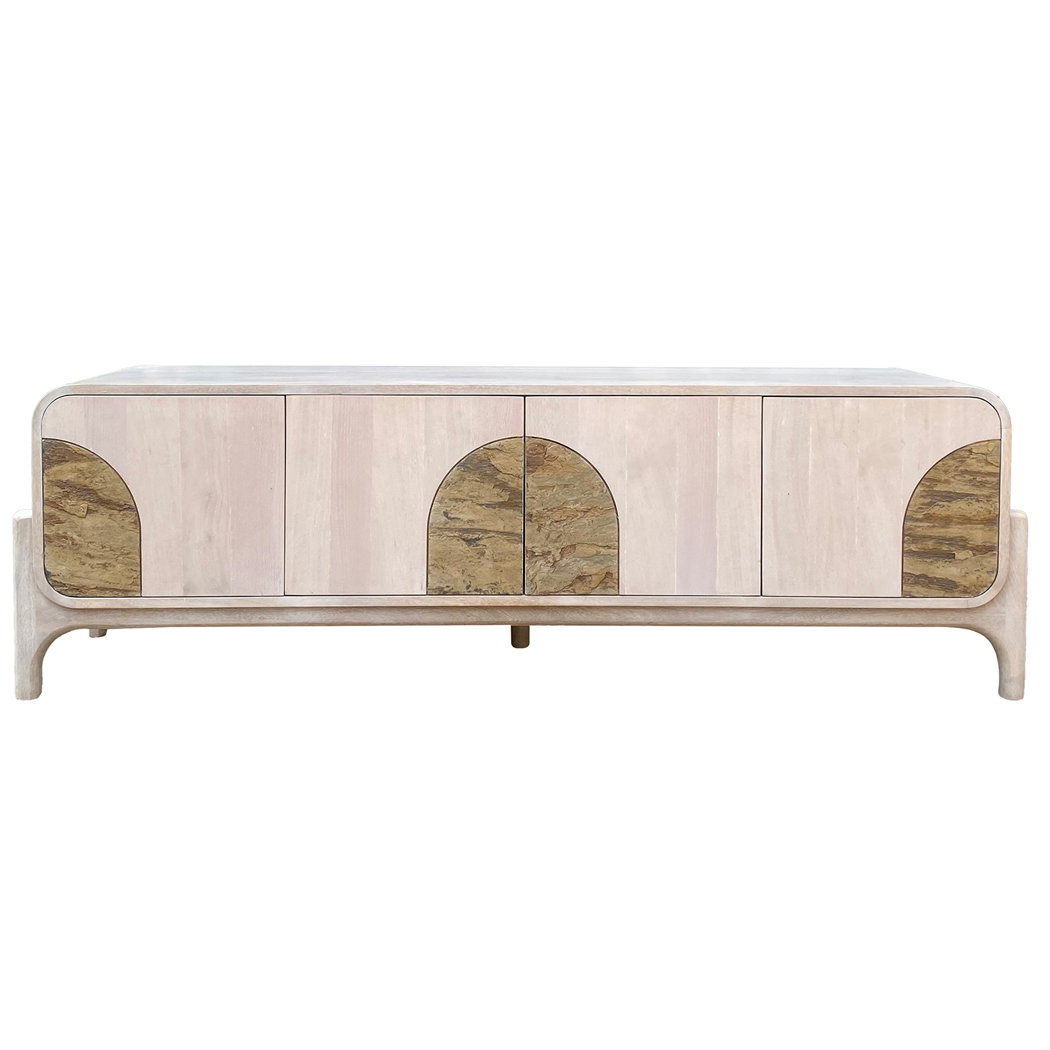 MUEBLE TV MADERA MANGO C/PIEDRRA 3 ESTANTES 2 PUERTAS