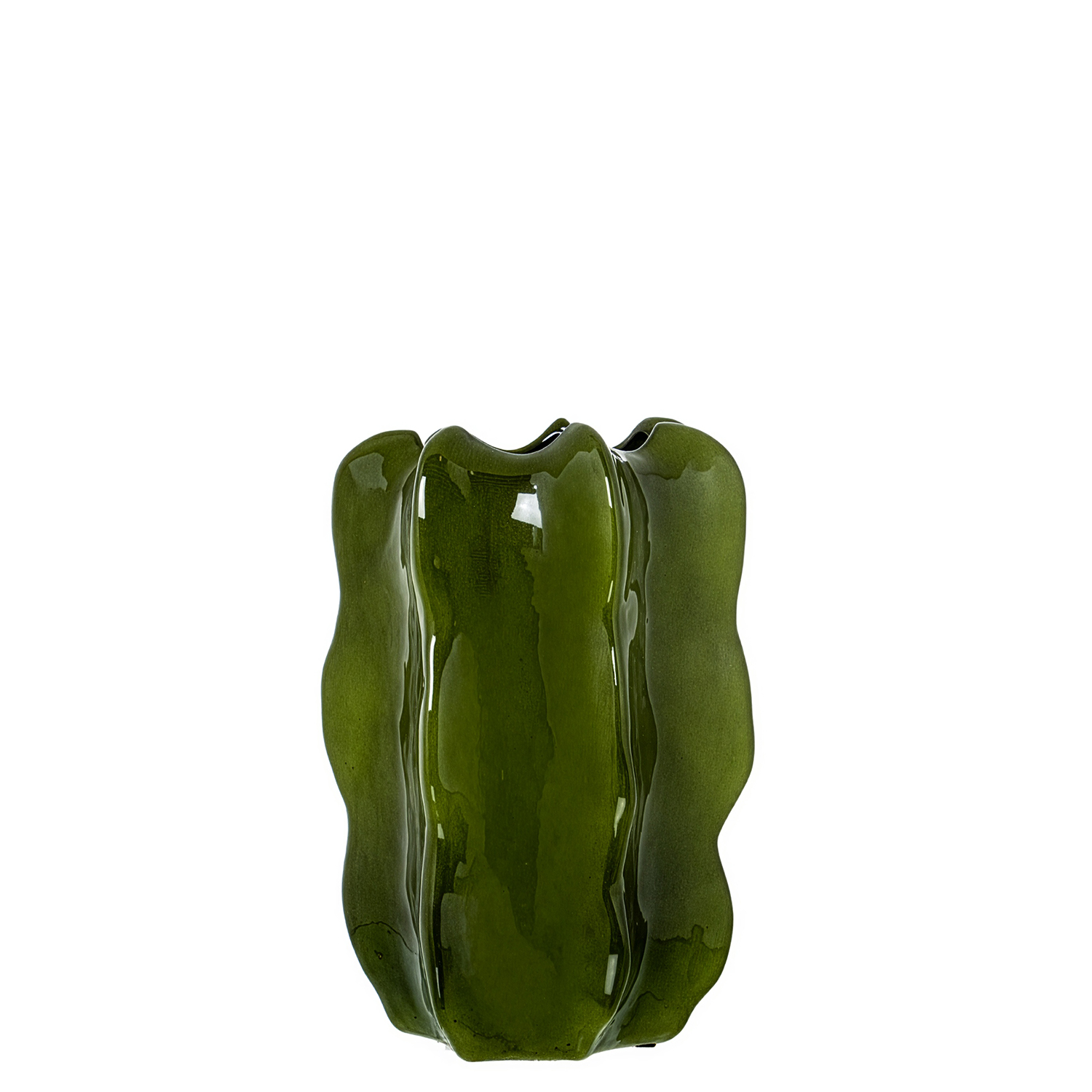 JARRÓN CACTUS 30CM CERAMICA VEVERDE OSCURO BRILLO