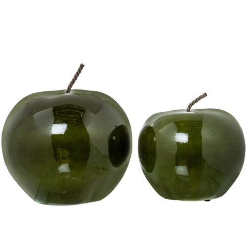 SET 2 FIGURAS MANZANAS CERAMICERDE BRILLO