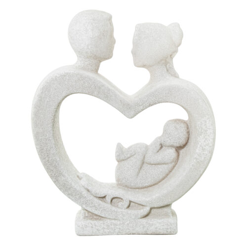 FIGURA CERAMICA FAMILIA CORAZOEBE GRIS ARENA