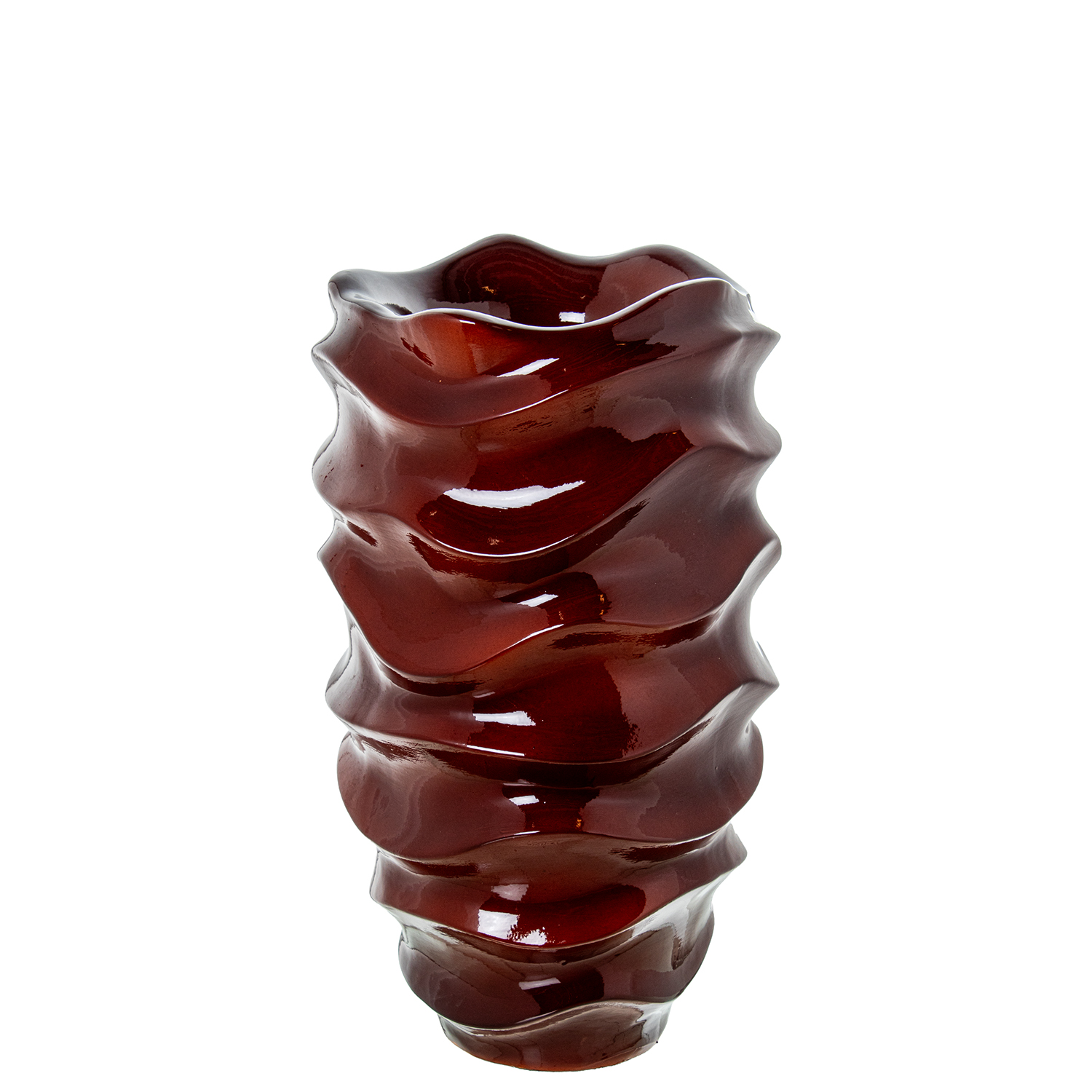 MACETERO ALTO CERAMICA 50CM BURDEOS BRILLO