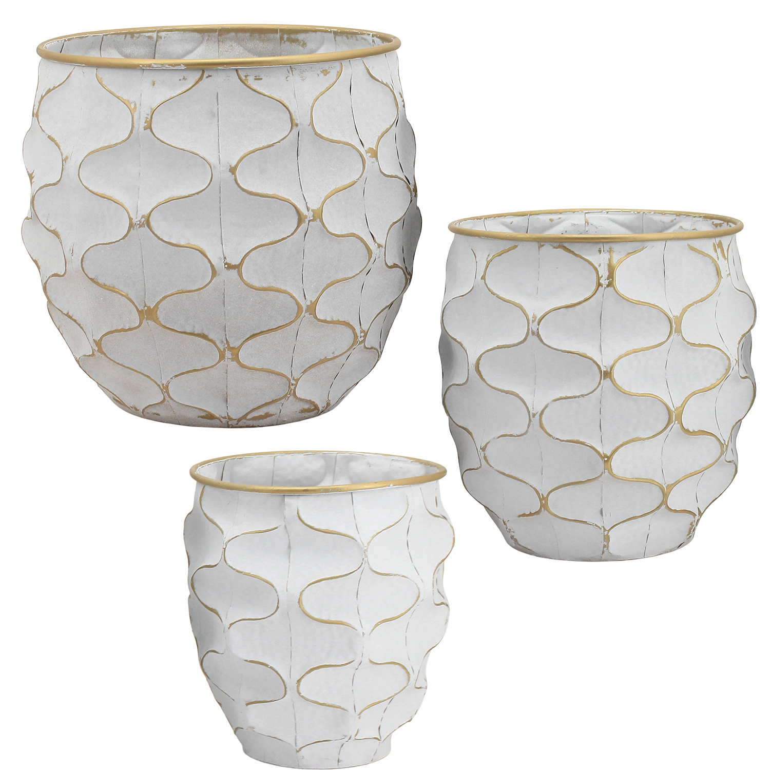 SET 3 MACETEROS METAL BLANCO DECAPE