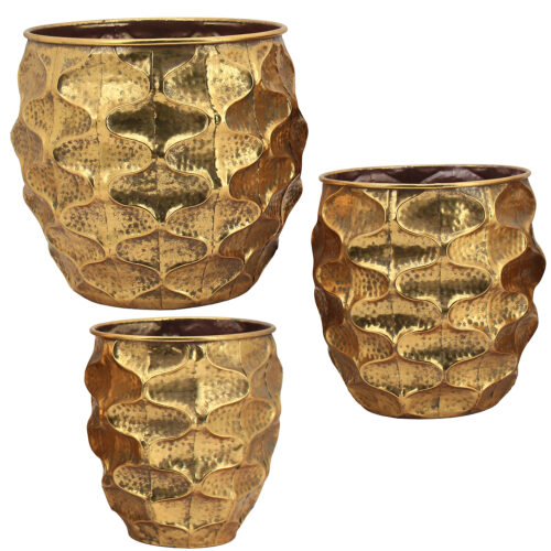 SET 3 MACETEROS METAL BLANCO DECAPE