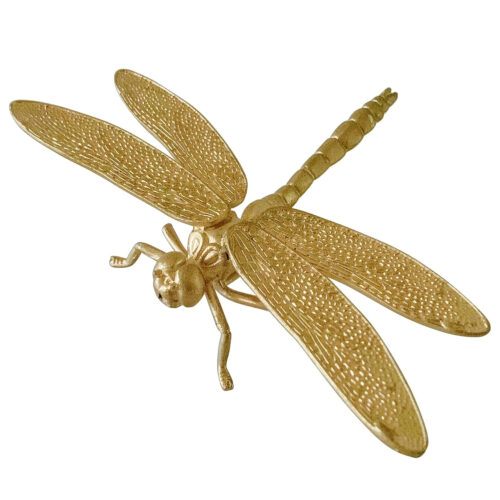 FIGURA METAL LIBELULA DORADA