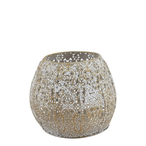 PORTAVELAS METAL BLANCO DECAPE