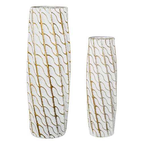 SET 2 JARRONES METAL BLANCO DE