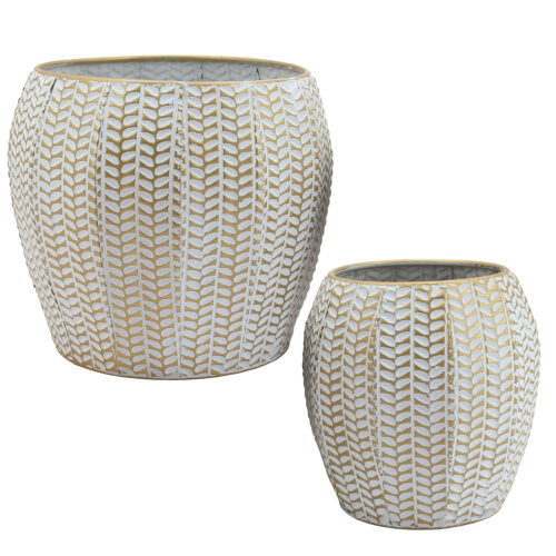 SET 2 MACETEROS METAL BLANCO D