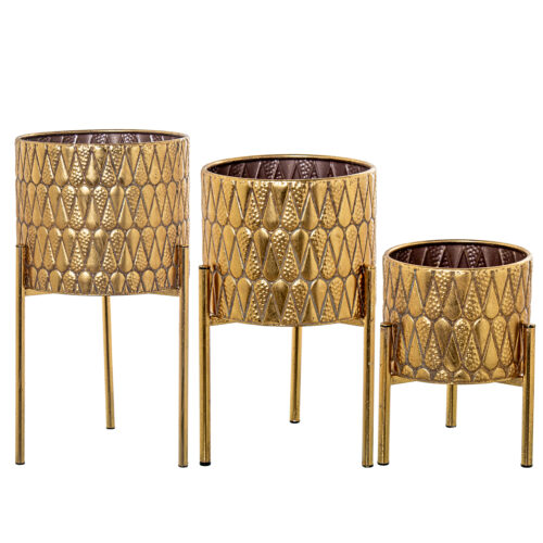 SET 3 MACETEROS C/PIE METAL DOECAPE