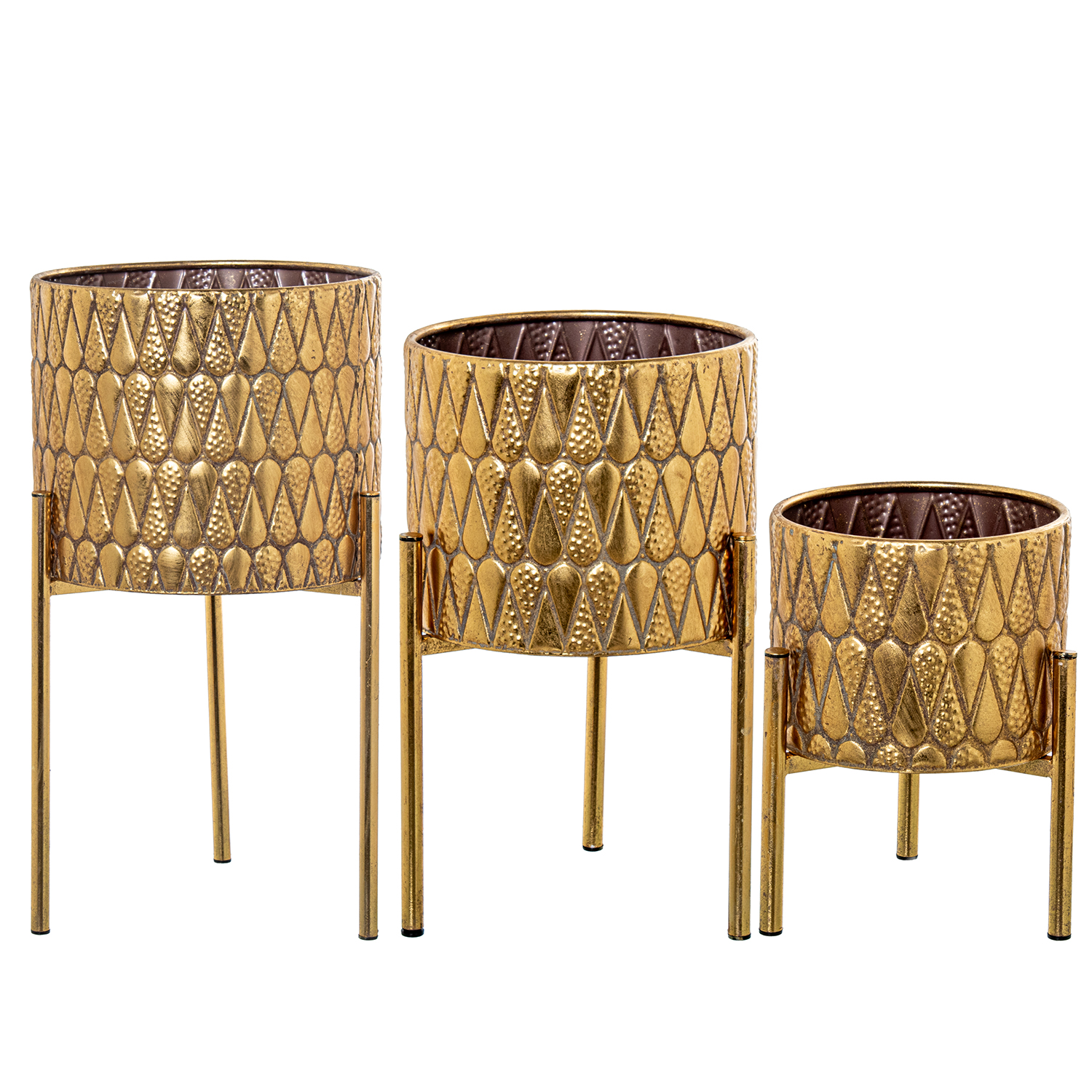 SET 3 MACETEROS C/PIE METAL DOECAPE
