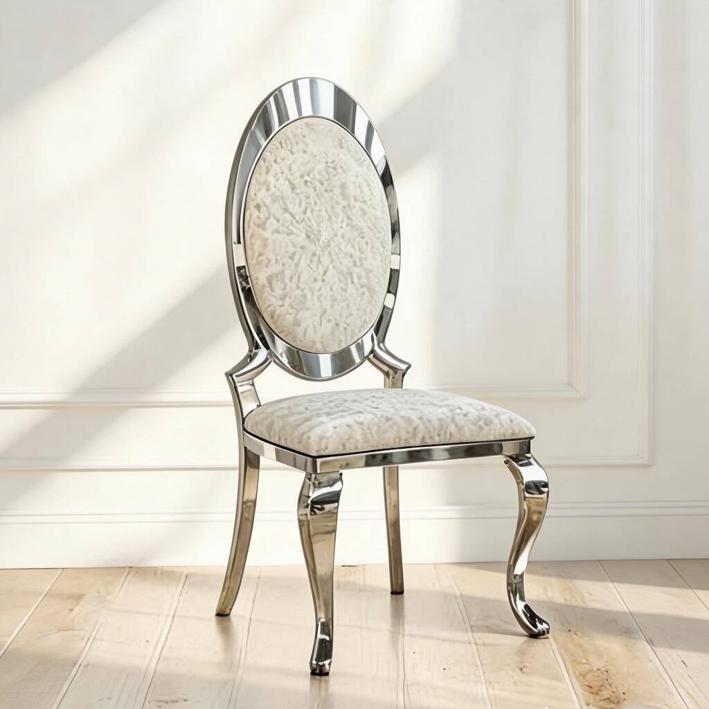 SILLA MOD. BASTET TELA BLANCA - PATA CROMO SE SIRVE EN CAJAS DE 4 UDS