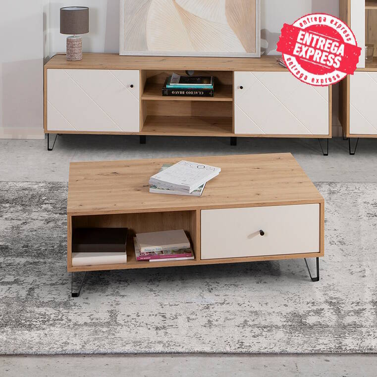 MESA DE CENTRO MOD. BILBAO ROBLE ARTISAN / BLANCO MATE