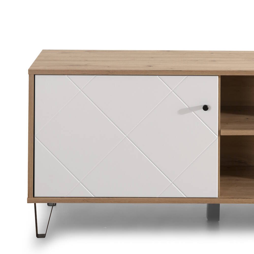 MODULO TV 124 CM MOD. BILBAO ROBLE ARTISAN / BLANCO MATE