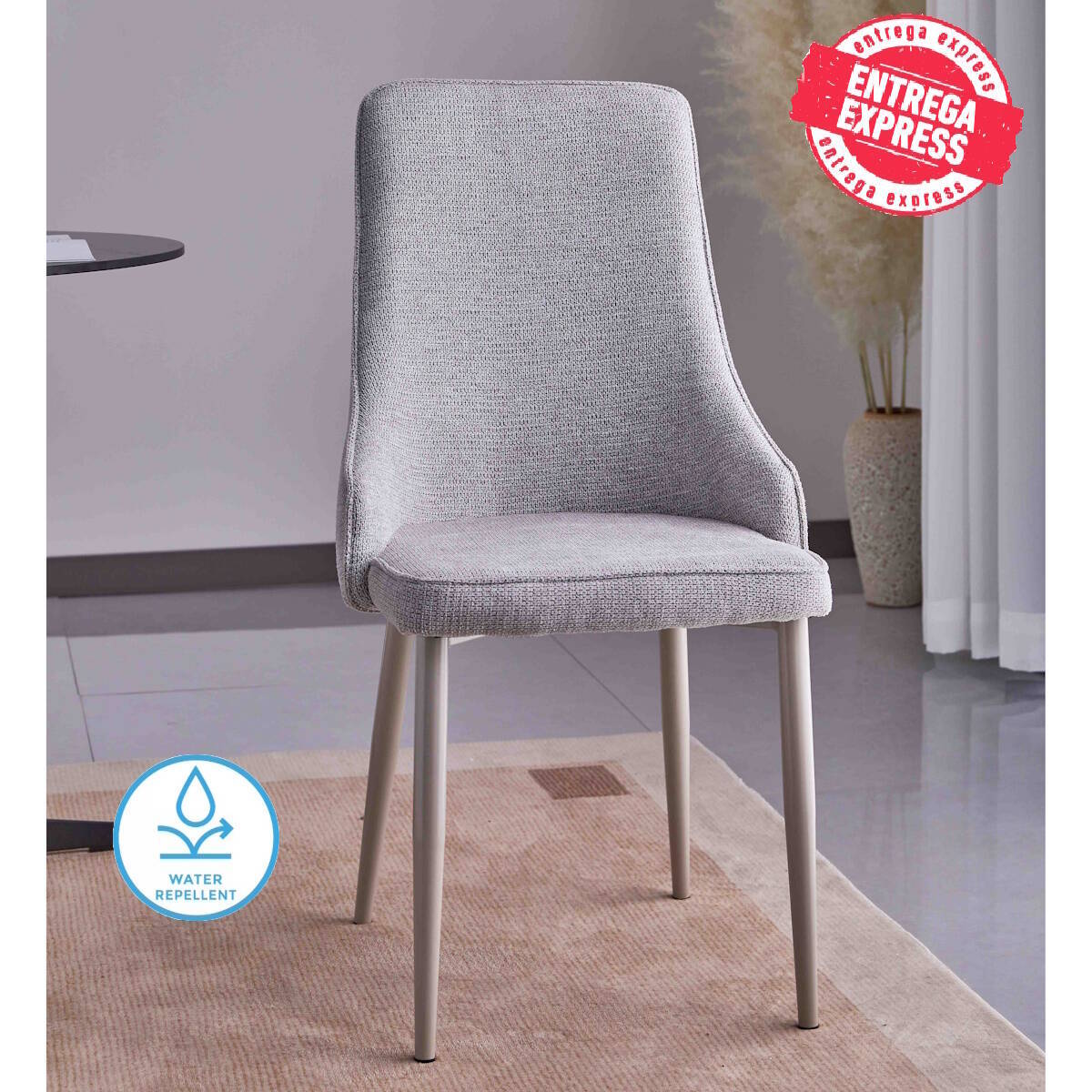 SILLA MOD. BRIANA PATA CREMA - TELA C/ GRIS CLARO SE SIRVE EN CAJAS DE 4 UDS