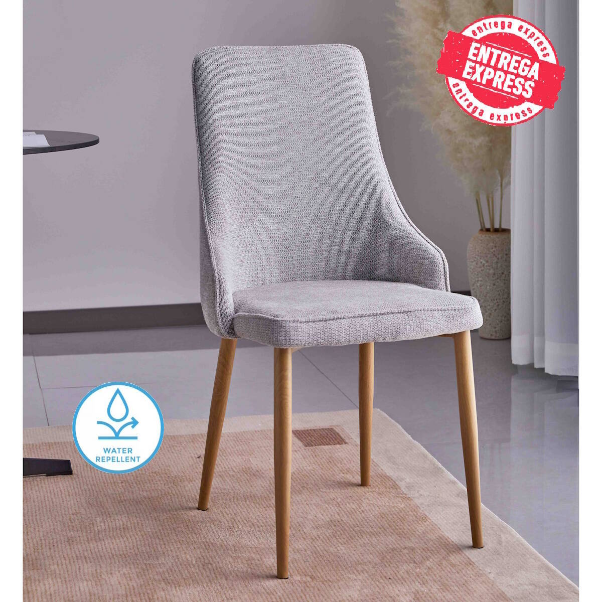 SILLA MOD. BRIANA PATA C/ MADERA - TELA C/ GRIS CLARO SE SIRVE EN CAJAS DE 4 UDS