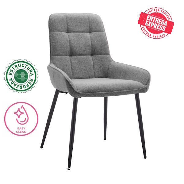 SILLA MOD. CARACAS TELA C/ GRIS - PATA NEGRA SE SIRVE EN CAJAS DE 4 UDS