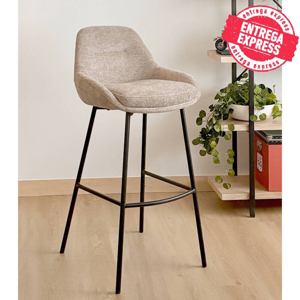 TABURETE MOD. CASPER TELA C/ BEIGE TOSTADO - PATA NEGRA CAJAS DE 2 UDS.