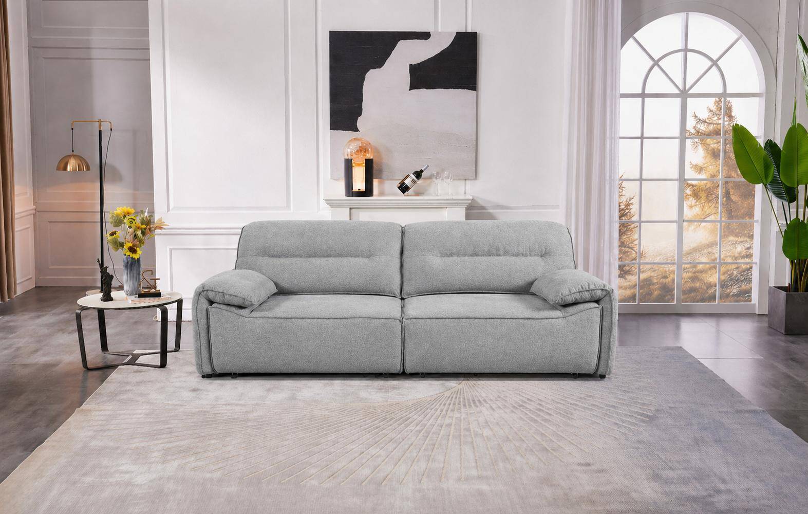 SOFA 3 PL. MOD. EVAN TELA C/ GRIS OSCURO ASIENTOS EXTR. ELECTRICOS 2 MODULOS DE BRAZO - Imagen 8