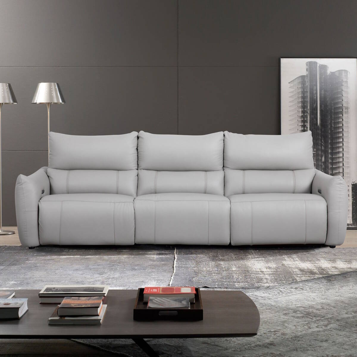 SOFA 3 PL. MAXI MOD. COLUMBIA PIEL C/ GRIS RELAX ELECTR 3 MOTORES