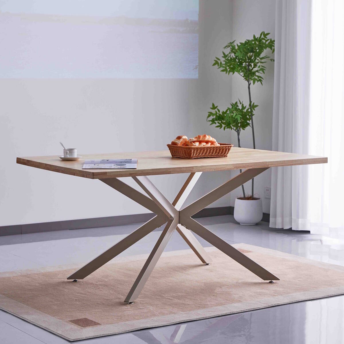 MESA COMEDOR FIJA MOD. EMMET - PATAS C/ CREMA
