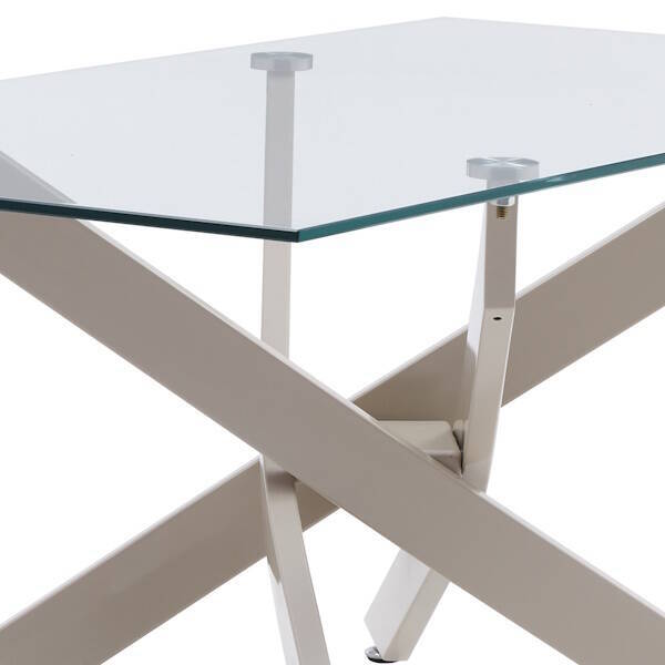 MESA CENTRO MOD. ERIKA PATA CREMA - TAPA CRISTAL - Imagen 3