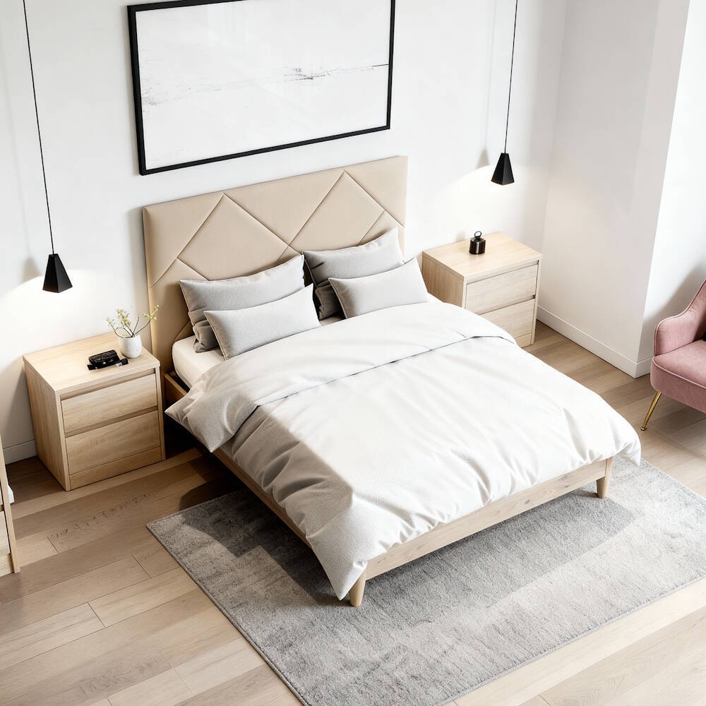 CABECERO MOD. EUROPA 150 CM TELA C/ BEIGE - Imagen 2