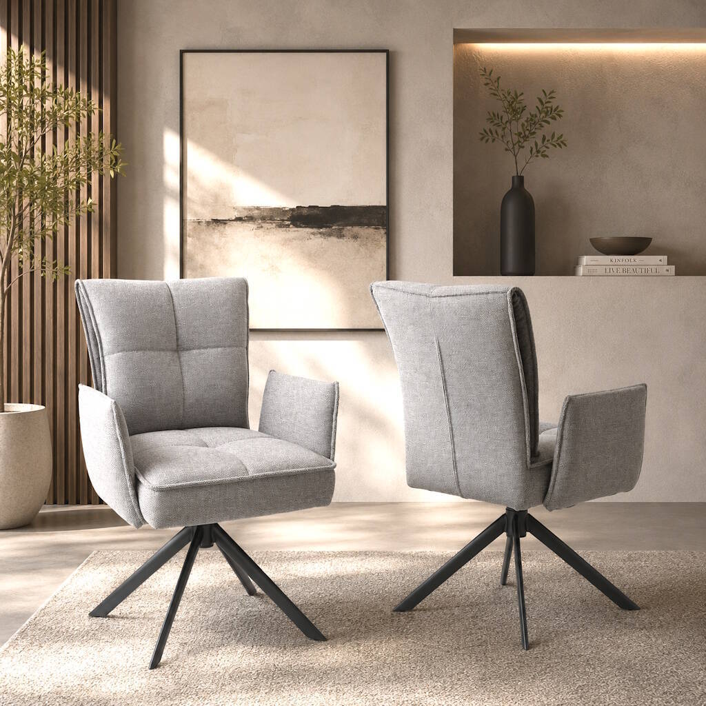 SILLA MOD. FIORE TELA C/ GRIS - PATA NEGRA CAJAS DE 2 UDS - GIRATORIA 360º