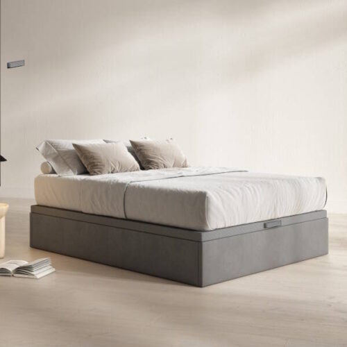 CANAPE MOD. HUNGRIA 135*190 C/ GRIS - TAPA PERFILADA GRIS Canape abatible tapizado - tapa perfilada
