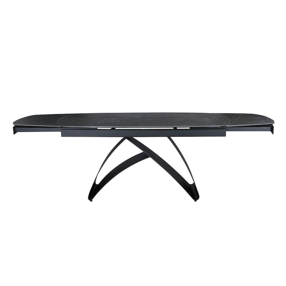 MESA COMEDOR EXTENSIBLE MOD. KAYLA (160/240 CM) PATA NEGRA SOBRE CERAMICO BLACK&WHITE - Imagen 5