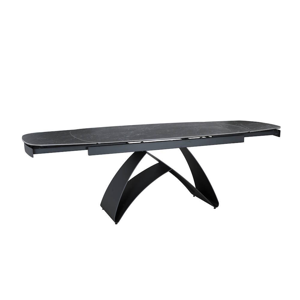 MESA COMEDOR EXTENSIBLE MOD. KAYLA (160/240 CM) PATA NEGRA SOBRE CERAMICO BLACK&WHITE - Imagen 4