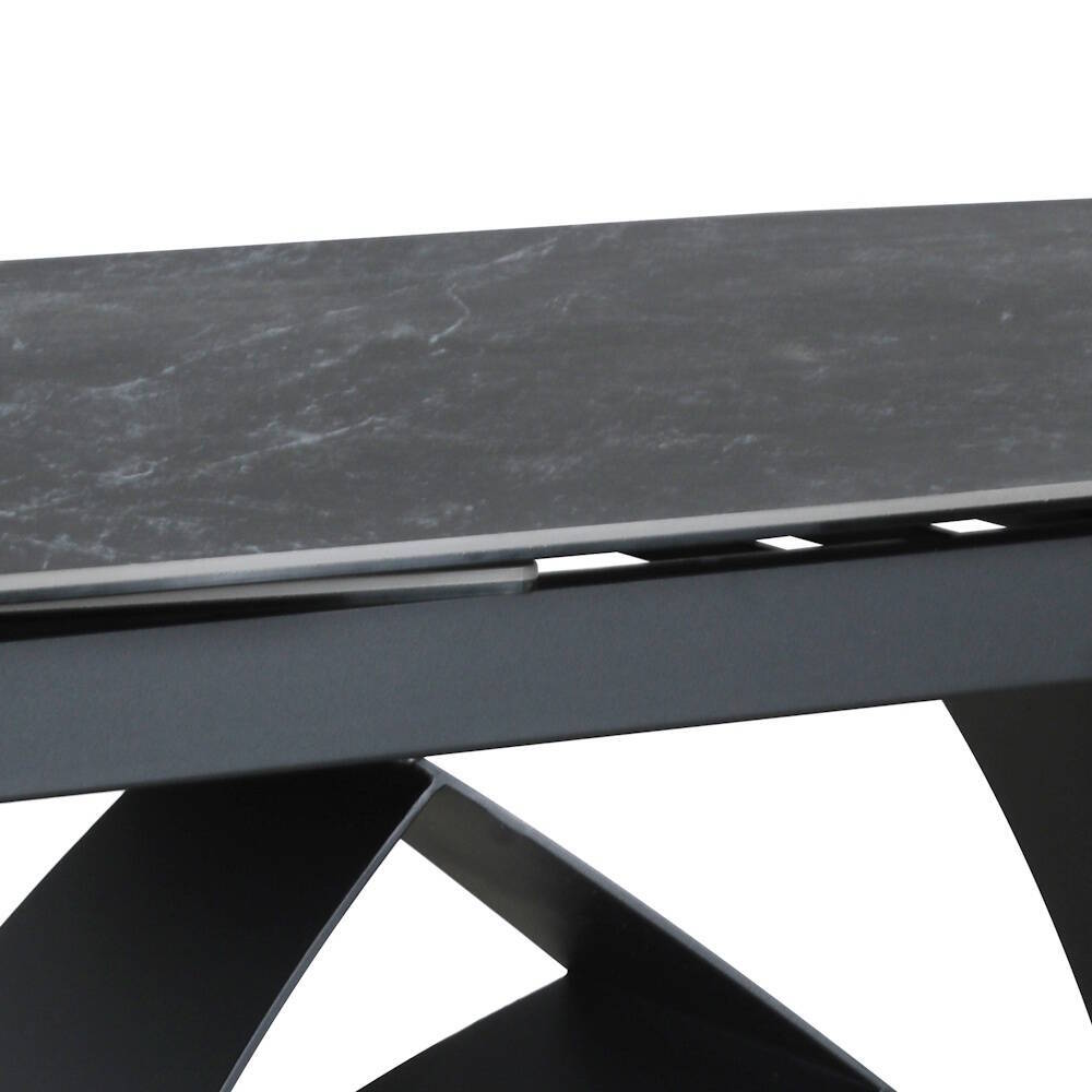MESA COMEDOR EXTENSIBLE MOD. KAYLA (160/240 CM) PATA NEGRA SOBRE CERAMICO BLACK&WHITE - Imagen 6
