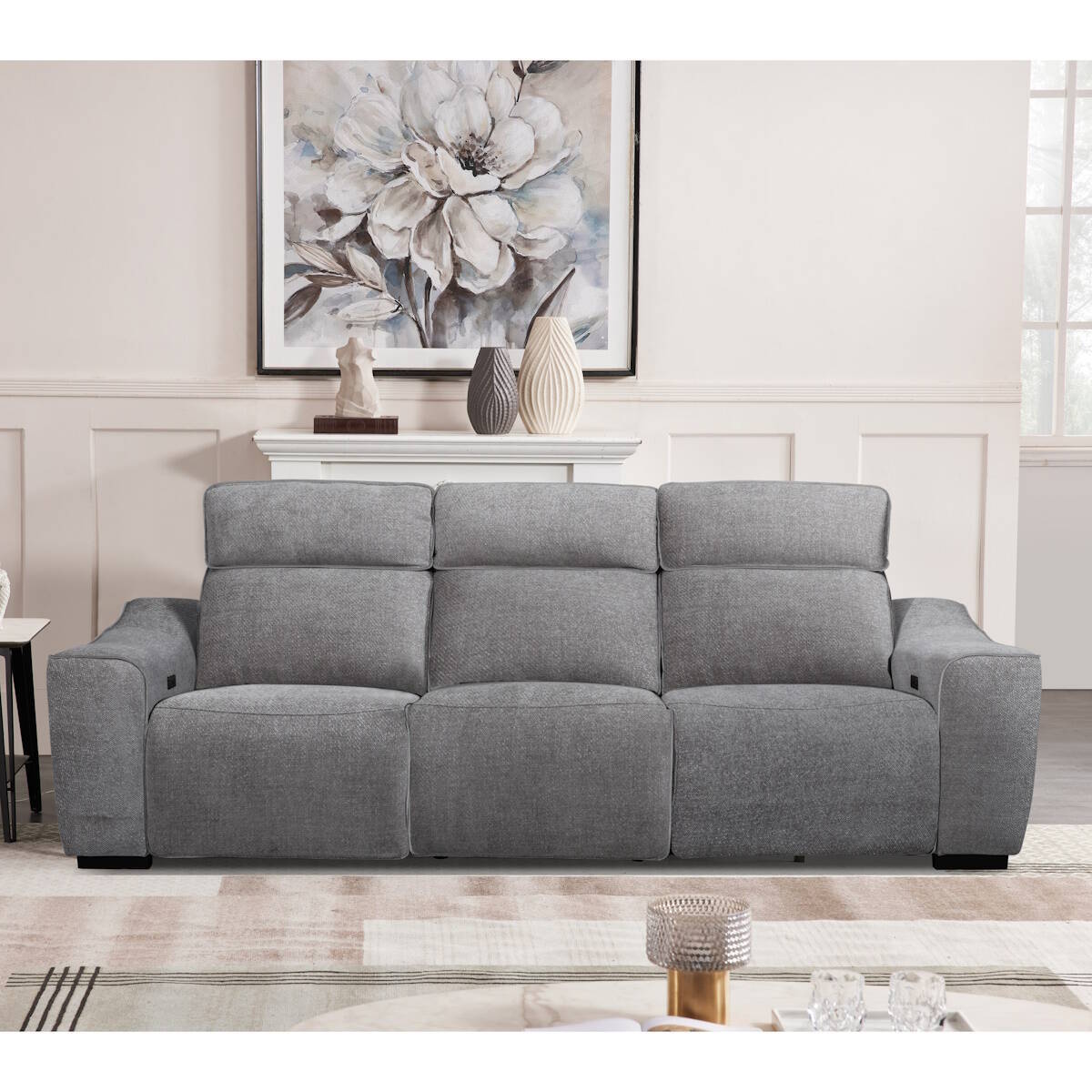 SOFA 3 PL. MAXI MOD. KENZO TELA C/ DARK 2 RELAX ELECTRICO Modulo central fijo