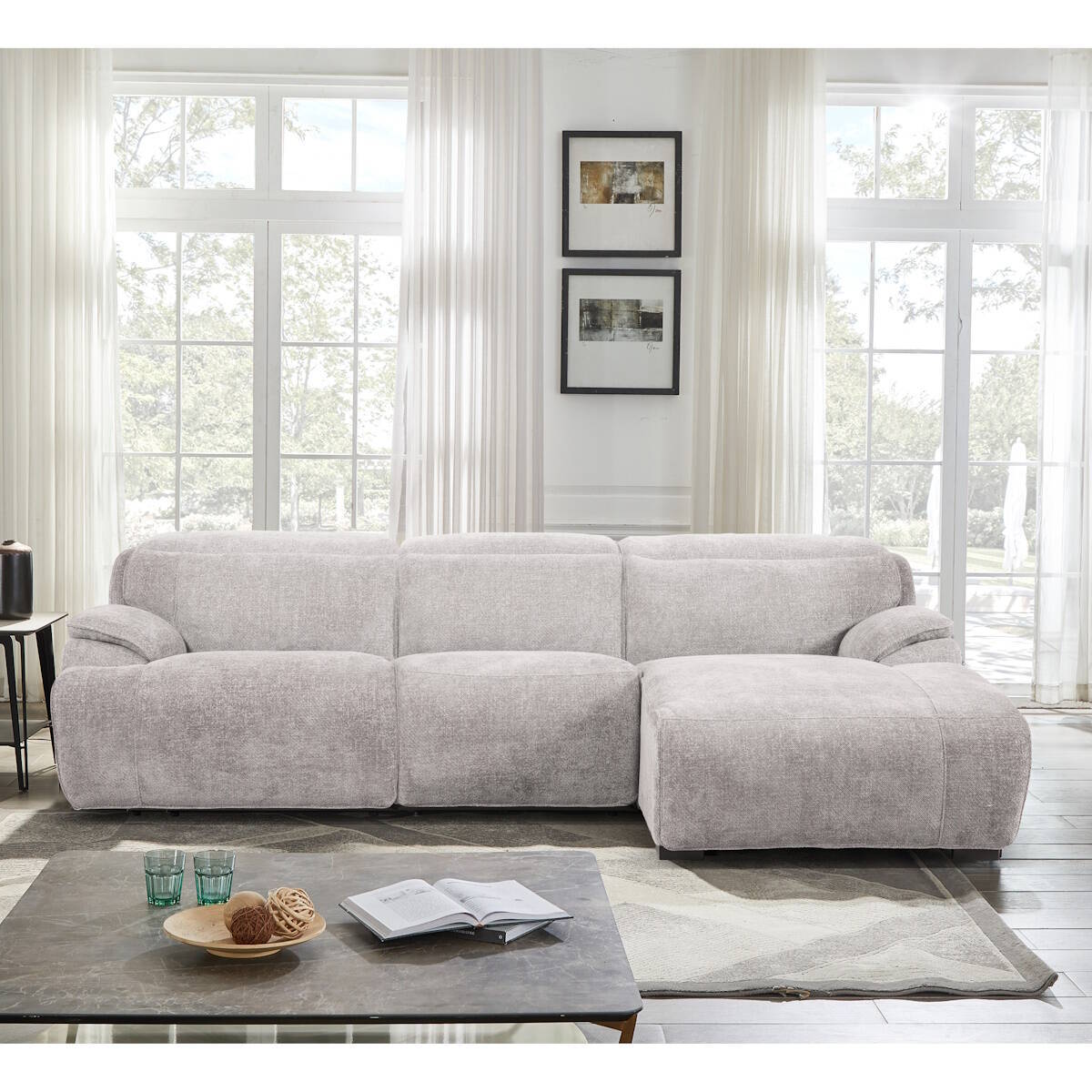 CHAISELONGUE VF DERECHA MOD. KILIAN (ELECT) TELA C/ BEIGE 6 MOTORES
