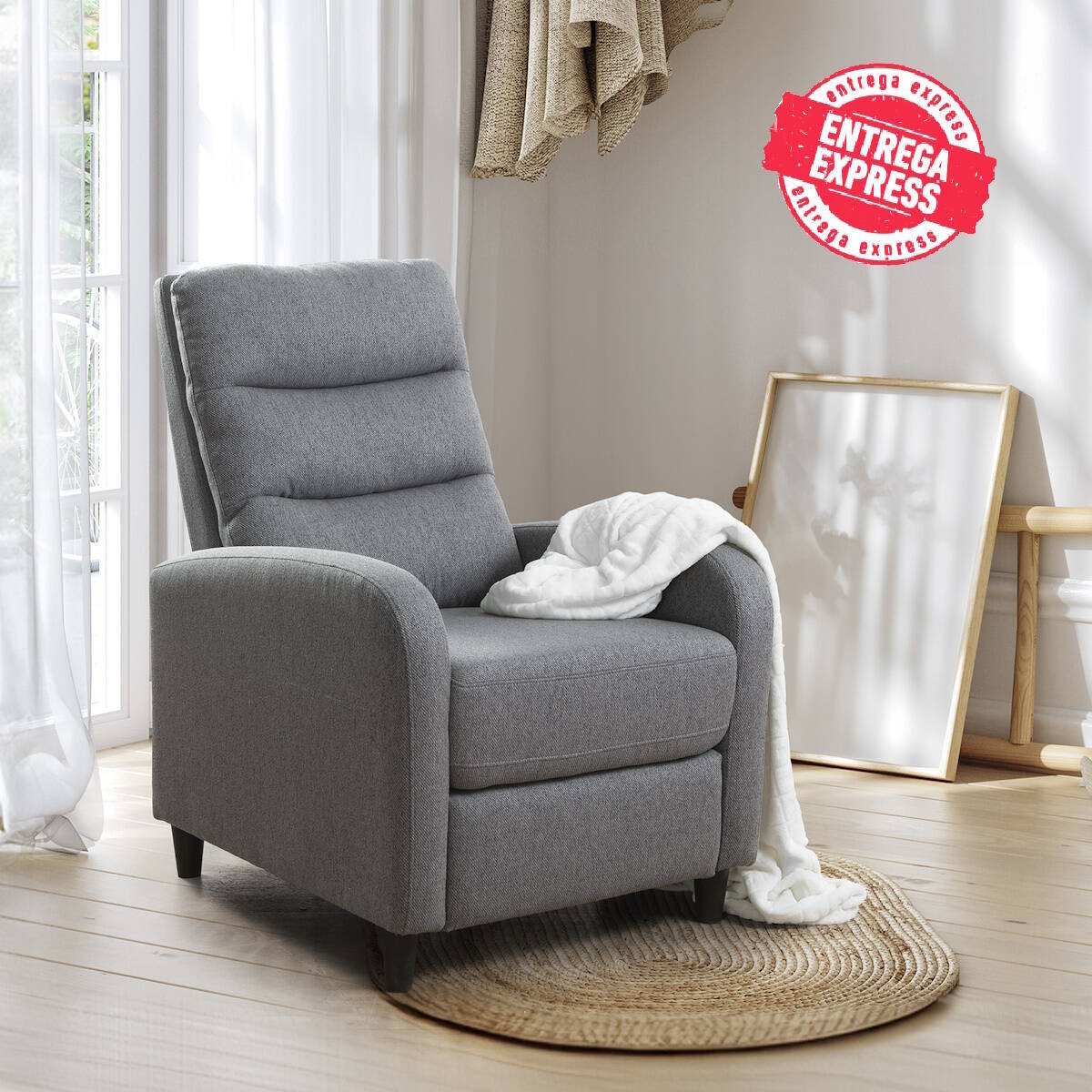 SILLON RELAX MOD. LUNDA PUSH TELA C/ GRIS