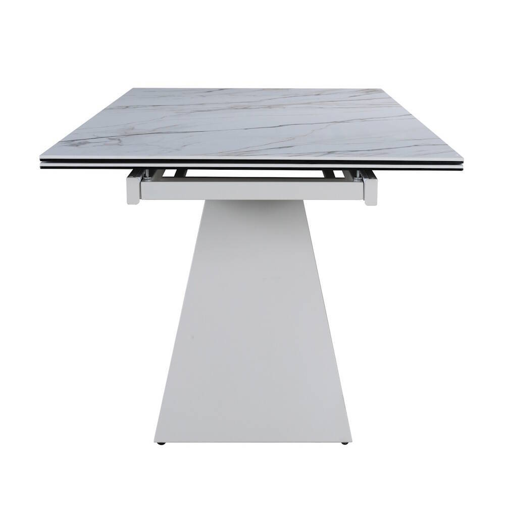 MESA COMEDOR EXTENSIBLE MOD. MAREN-180 (180/260 CM) PATA CREMA SOBRE CERAMICO WHITE&GOLD - Imagen 5