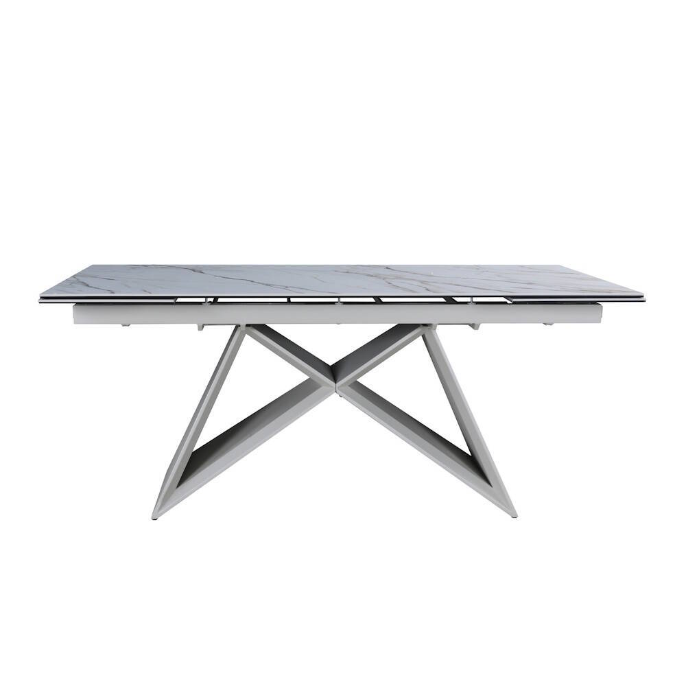 MESA COMEDOR EXTENSIBLE MOD. MAREN-180 (180/260 CM) PATA CREMA SOBRE CERAMICO WHITE&GOLD - Imagen 2