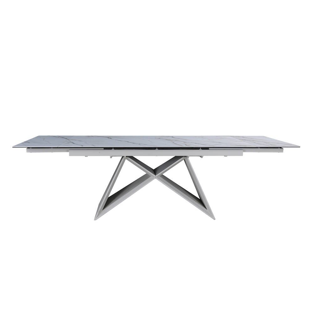MESA COMEDOR EXTENSIBLE MOD. MAREN-180 (180/260 CM) PATA CREMA SOBRE CERAMICO WHITE&GOLD - Imagen 3