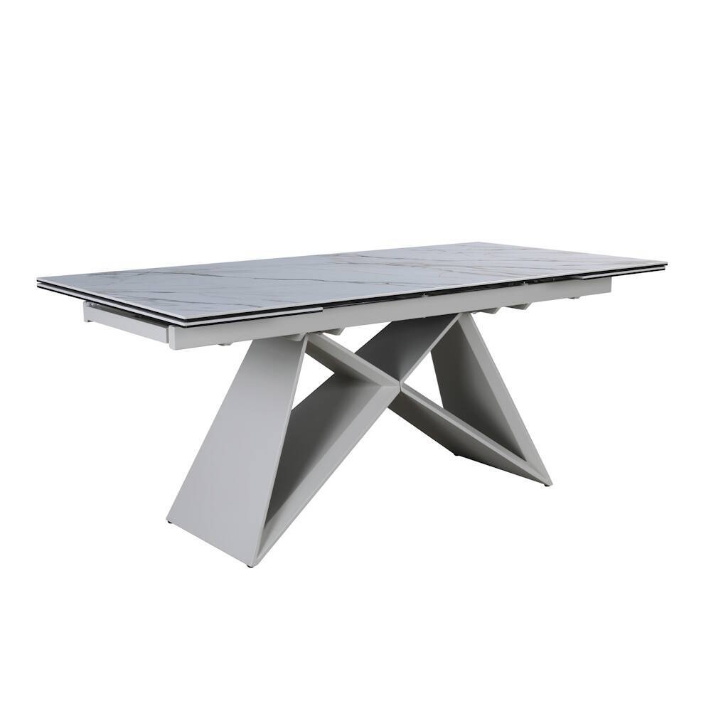 MESA COMEDOR EXTENSIBLE MOD. MAREN-180 (180/260 CM) PATA CREMA SOBRE CERAMICO WHITE&GOLD - Imagen 4
