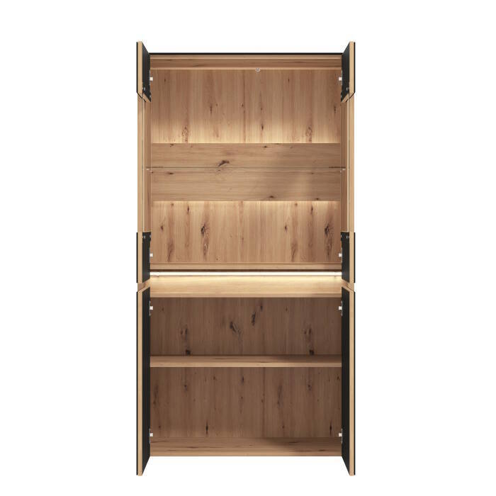 VITRINA 2P. MOD. MOLISE NEGRO/ROBLE ARTISAN - Imagen 2