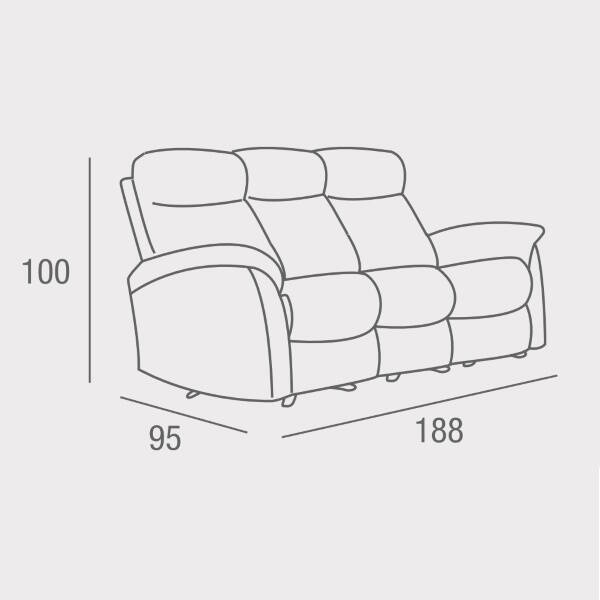 SOFA 3 PL. MOD. NAPOLES RELAX MANUAL C/ MARRON NUEVA TELA - Imagen 5