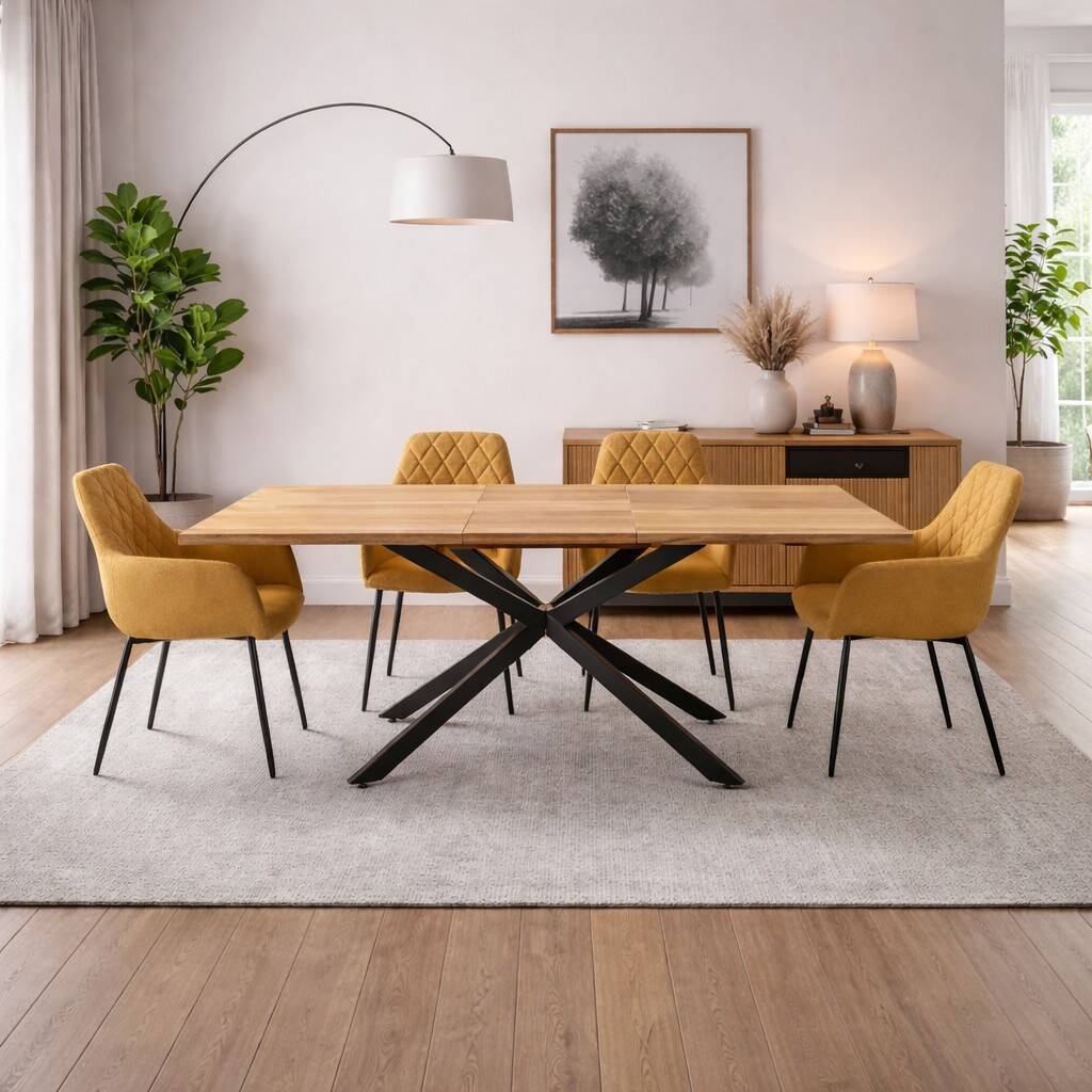 MESA COMEDOR EXTENSIBLE MOD. OLIVIA - PATAS C/ NEGRA 140/180*90 CM