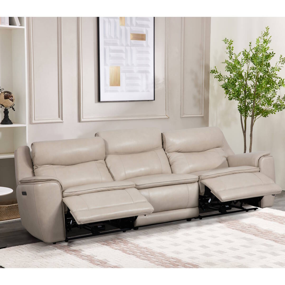 SOFA 3 PL. MOD. SIREL PIEL C/ BEIGE 2 RELAX ELECTRICOS 6 MOTORES - Imagen 3