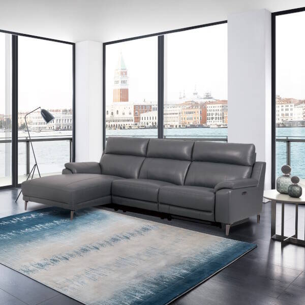 CHAISELONGUE MOD. SOREN VF/IZDA PIEL GRIS OSCURO