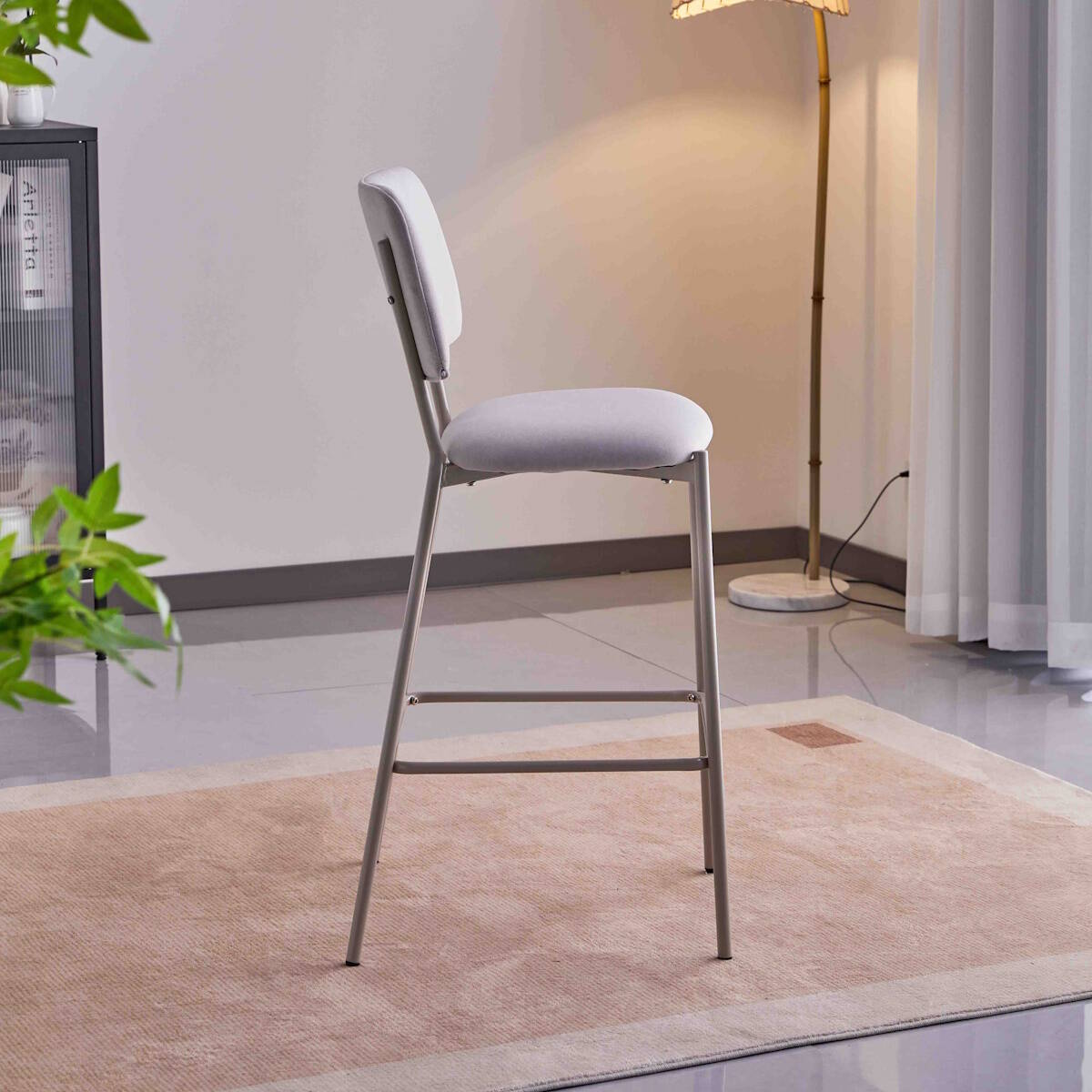 TABURETE MOD. TED TELA C/ GRIS CLARO - PATA CREMA SE SIRVE EN CAJAS DE 4 UDS - Imagen 3
