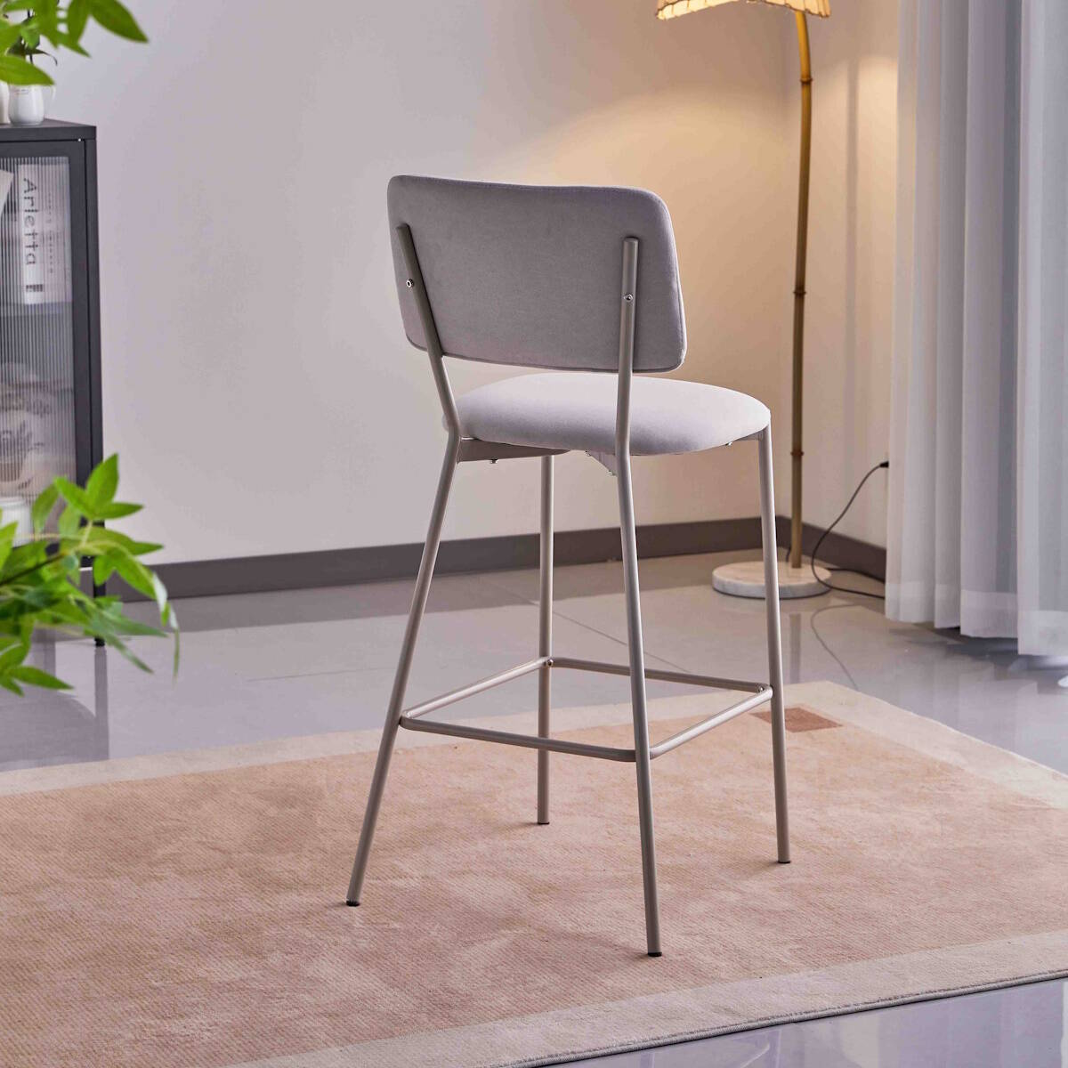 TABURETE MOD. TED TELA C/ GRIS CLARO - PATA CREMA SE SIRVE EN CAJAS DE 4 UDS - Imagen 4