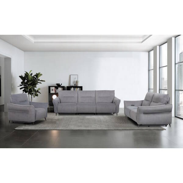 SOFA 2 PL. MOD. VENTURA TELA C/ GRIS CLARO 2 RELAX ELECTRICOS - Imagen 3
