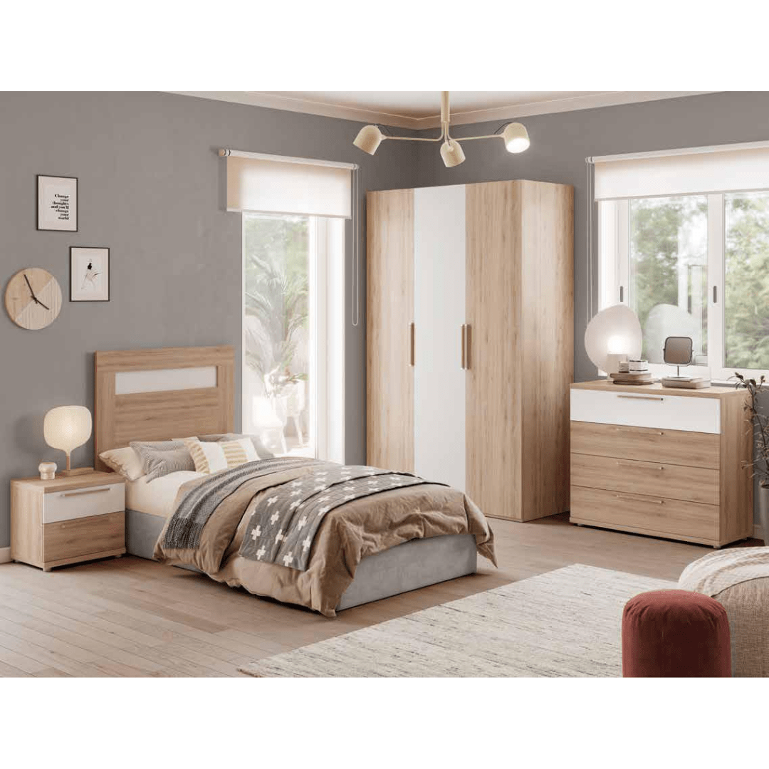 Cabecero para cama de 90 cm Roble/Blanco + mesita - Imagen 2