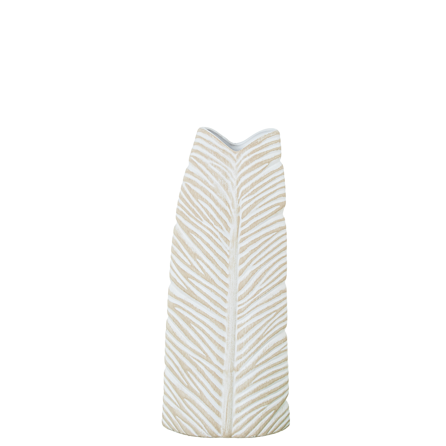 JARRON CERAMICA IMPERMEABLE 50CM BLANCO/BEIGE