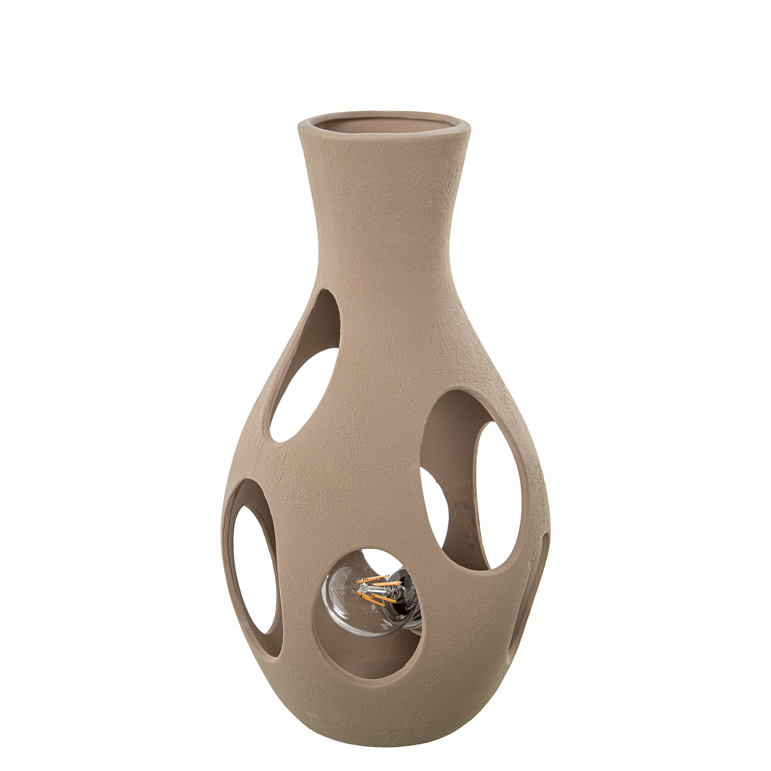 LÁMPARA SOBREMESA CERÁMICA 34CM MARRÓN RUGOSO