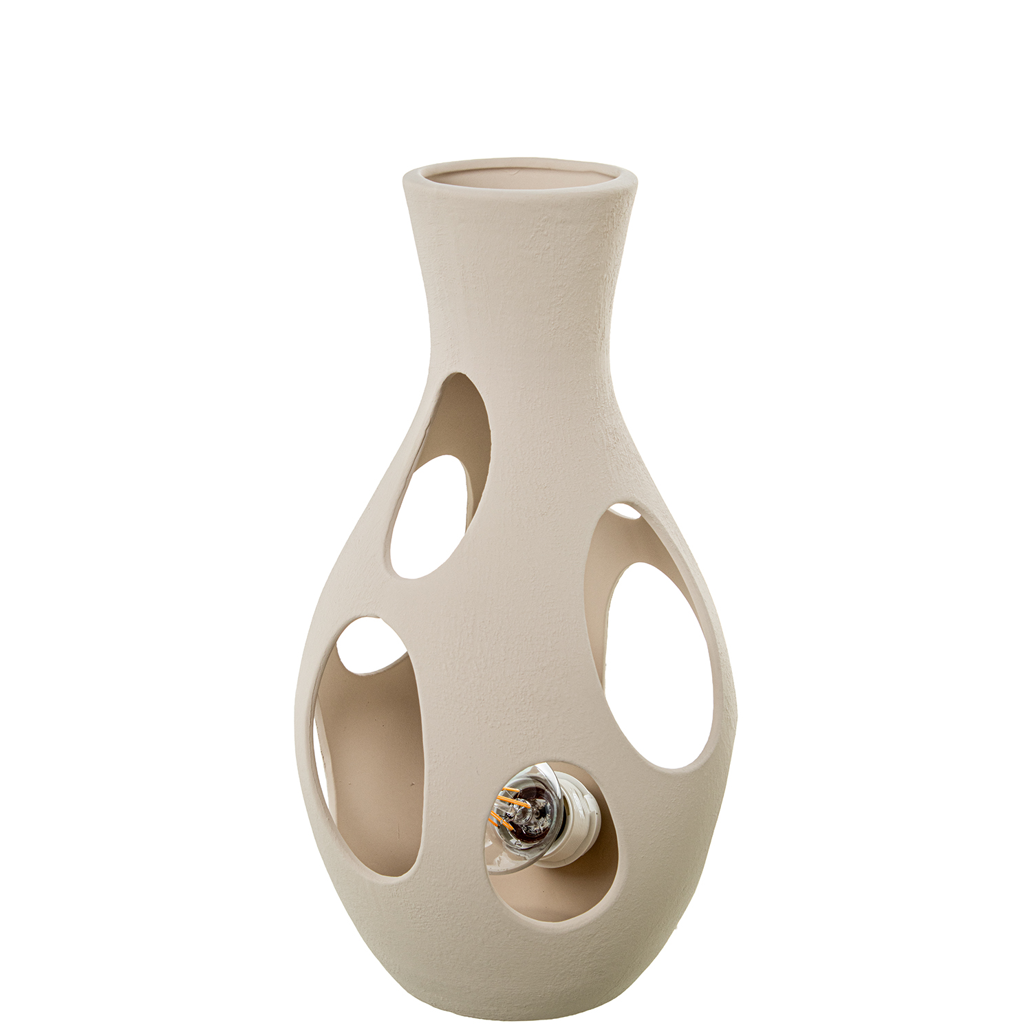 LÁMPARA SOBREMESA CERÁMICA 34CM BEIGE RUGOSO